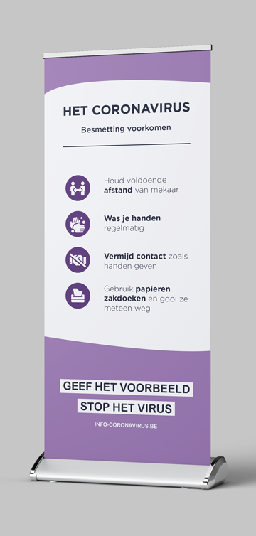 Corona Covid-19 Roll-Up Banner - Prévention de la contamination violet sans fond